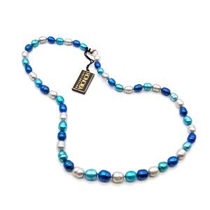 Honora Blue Moon Graduated Necklace, Elegant Pearl Strand in Shades of Blue NWT